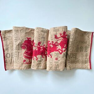 Burlap Red Santa Sleigh Table Runner 70" x 13"